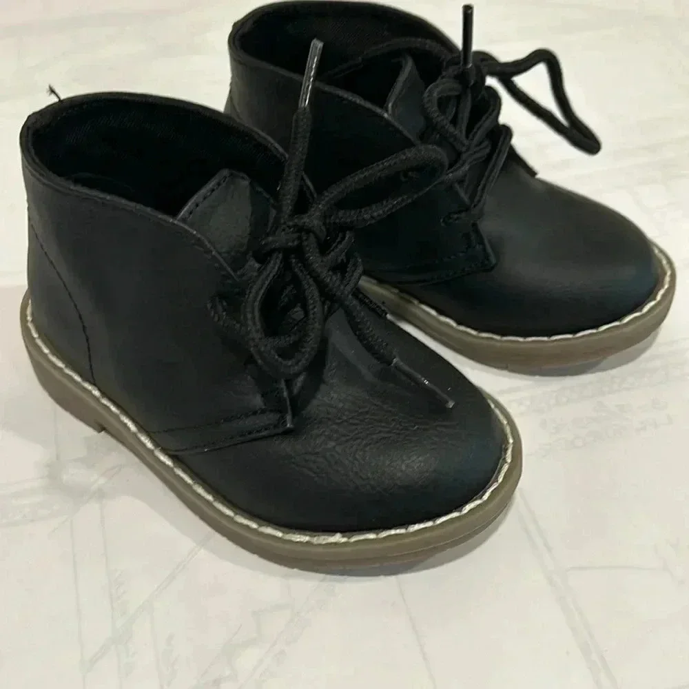 Toddler Boys Lace Up Boots - black